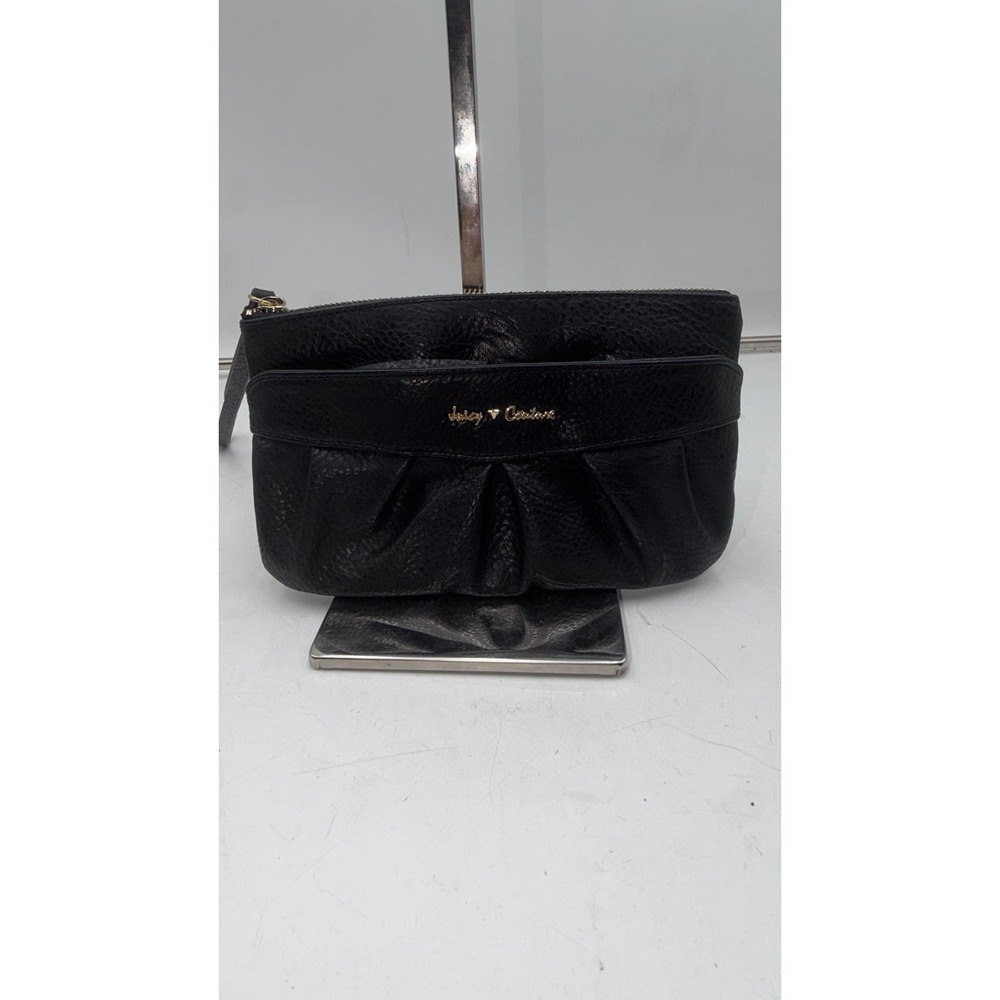 Juicy Couture Black Pebbled Faux Leather Wristlet Clutch Bag HJC61WR78